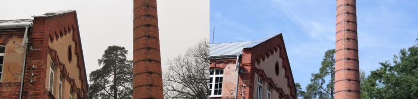 Porównanie komina przed i po remoncie